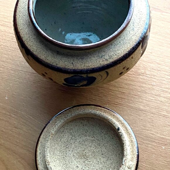 Pottery Hand Painted Mexican Stoneware Tonala Trinket Dish w/Lid Vintage - Picture 13 of 16